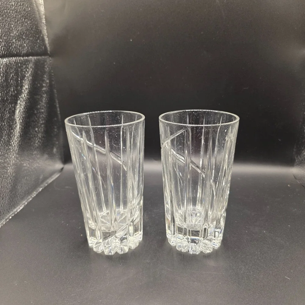 Retired Mikasa Crystal Northern Lights Highball Glasses Set Of‎ 2 Cut Glass 5.5